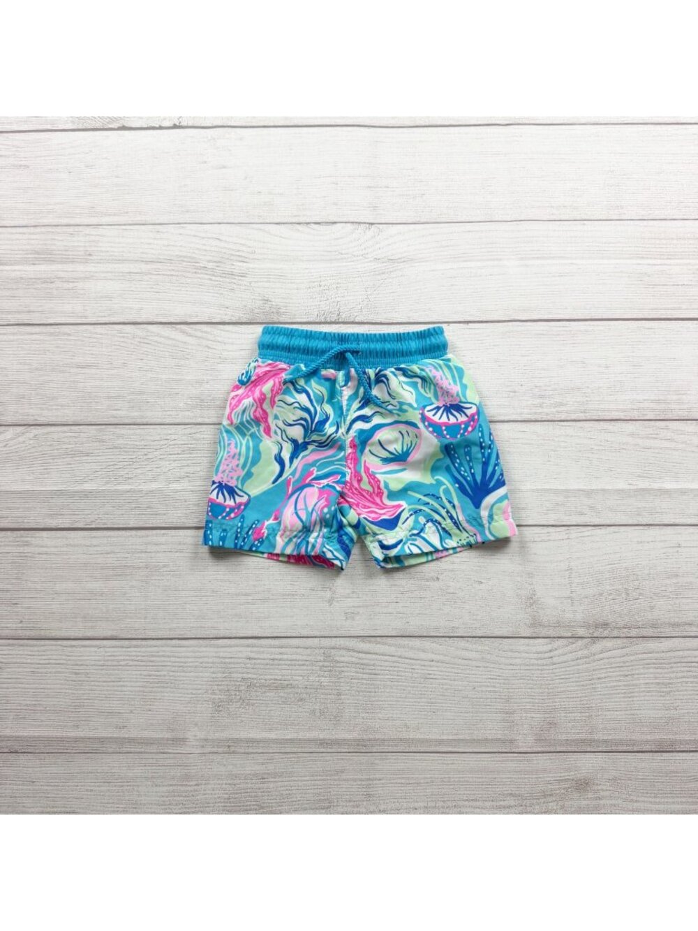 Tommy Bahama Baby Swim Trunks Jellyfish Blue Pink Lightweight 9-12 Months